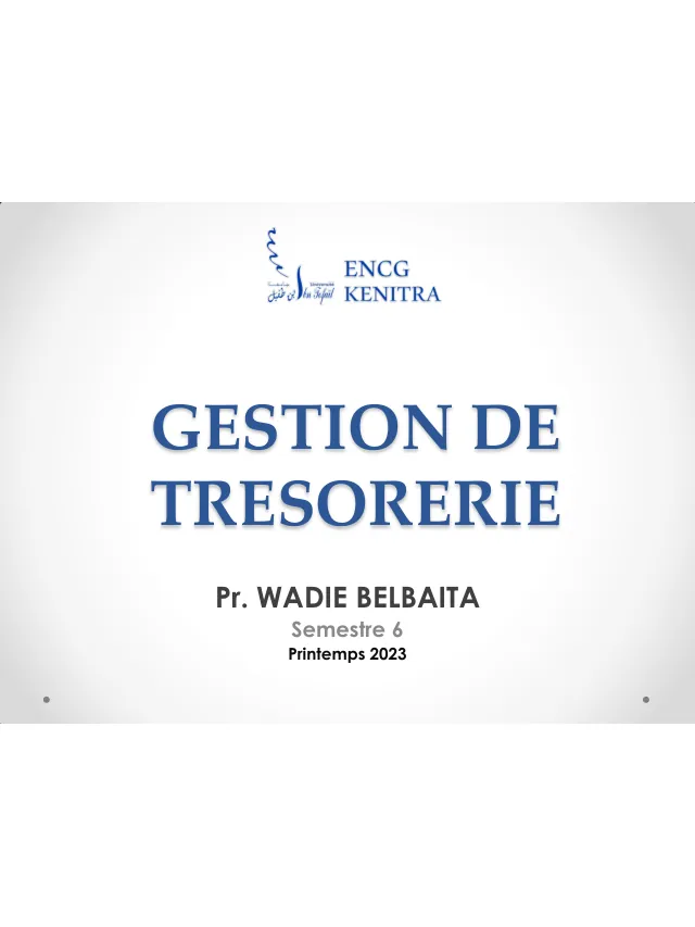 Couverture du document : Gestion de trésorerie