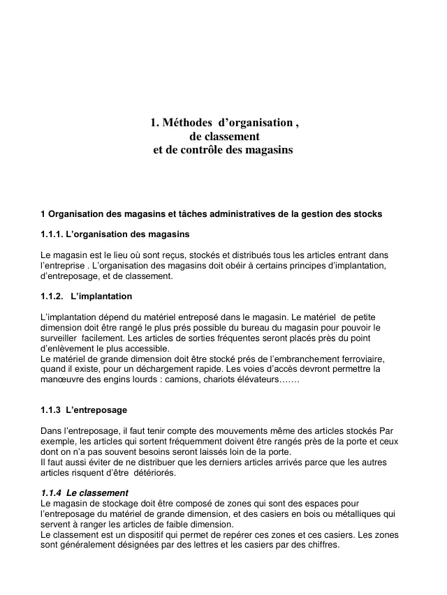 Couverture du document : Gestion des stocks