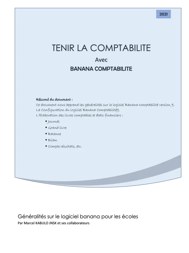 Couverture du document : Manuel Banana Comptabilité pour les écoles