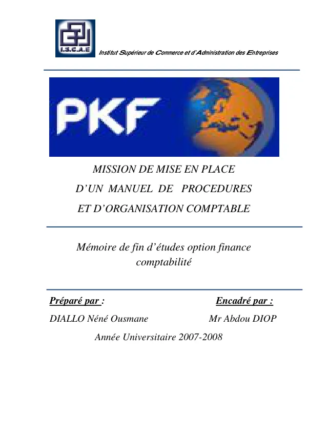 Couverture du document : Manuel de procédures et organisation comptable