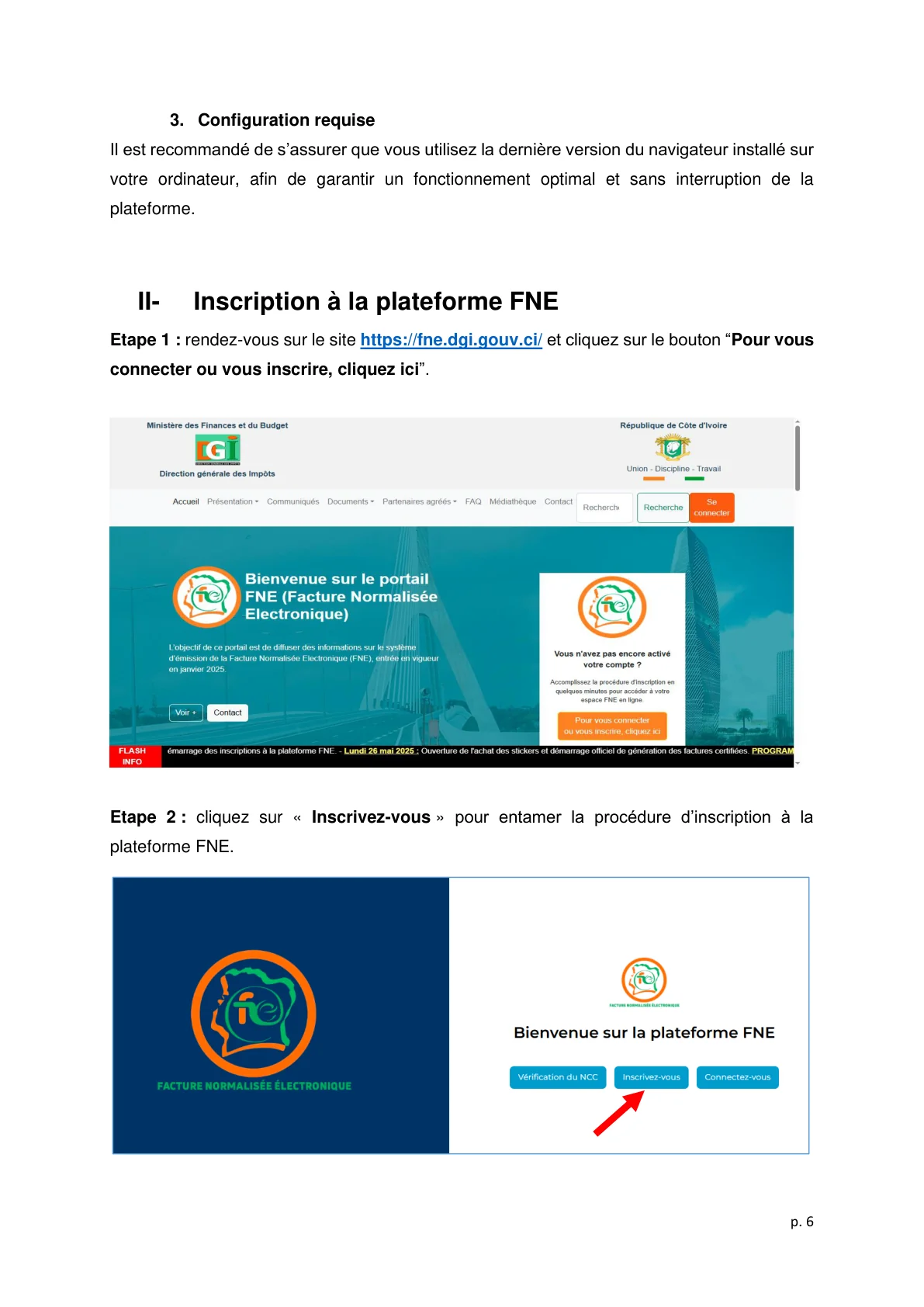 Schéma TERNE Application mobile FNE DGI Côte d'Ivoire