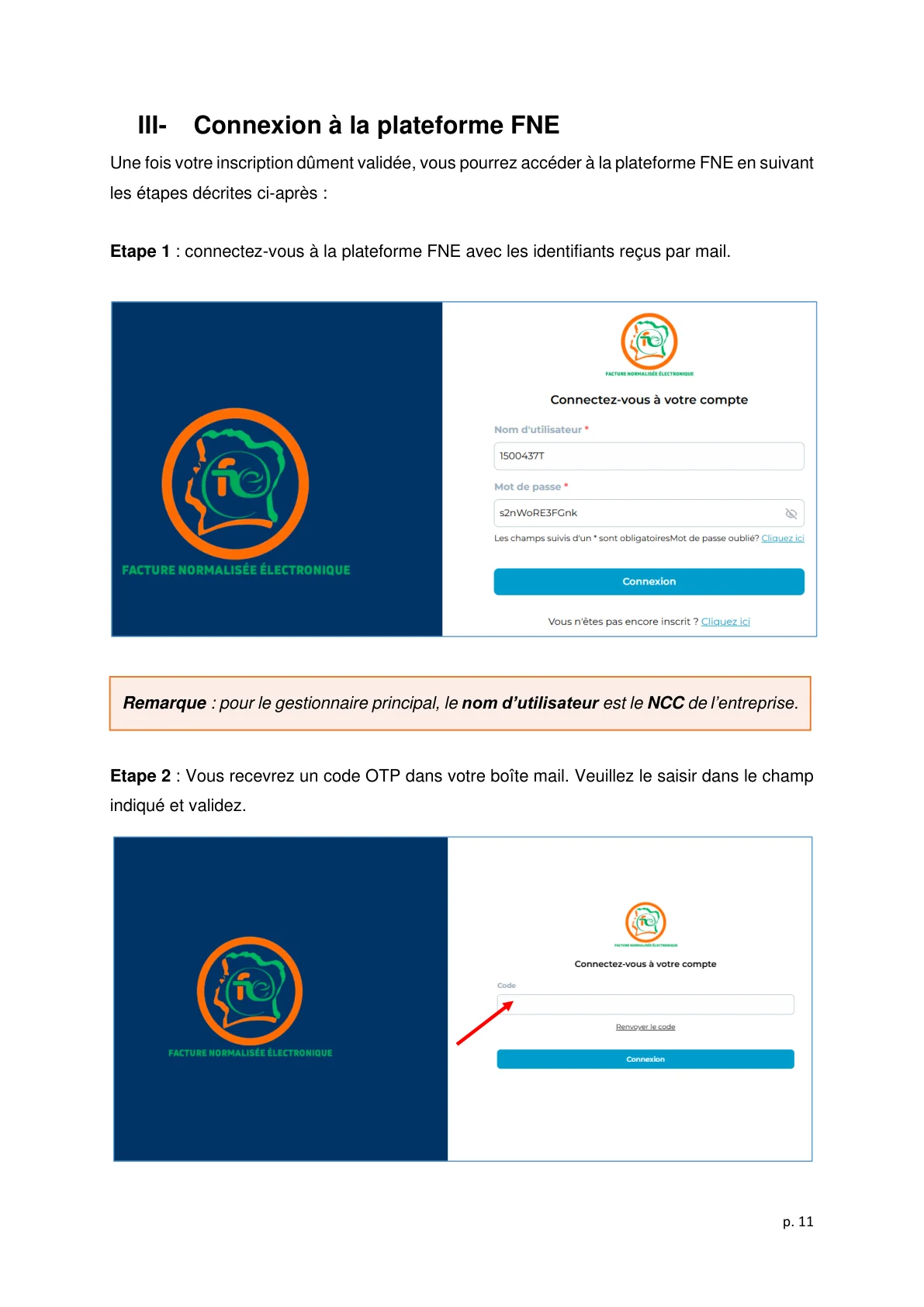 Spécimen email confirmation inscription FNE DGI