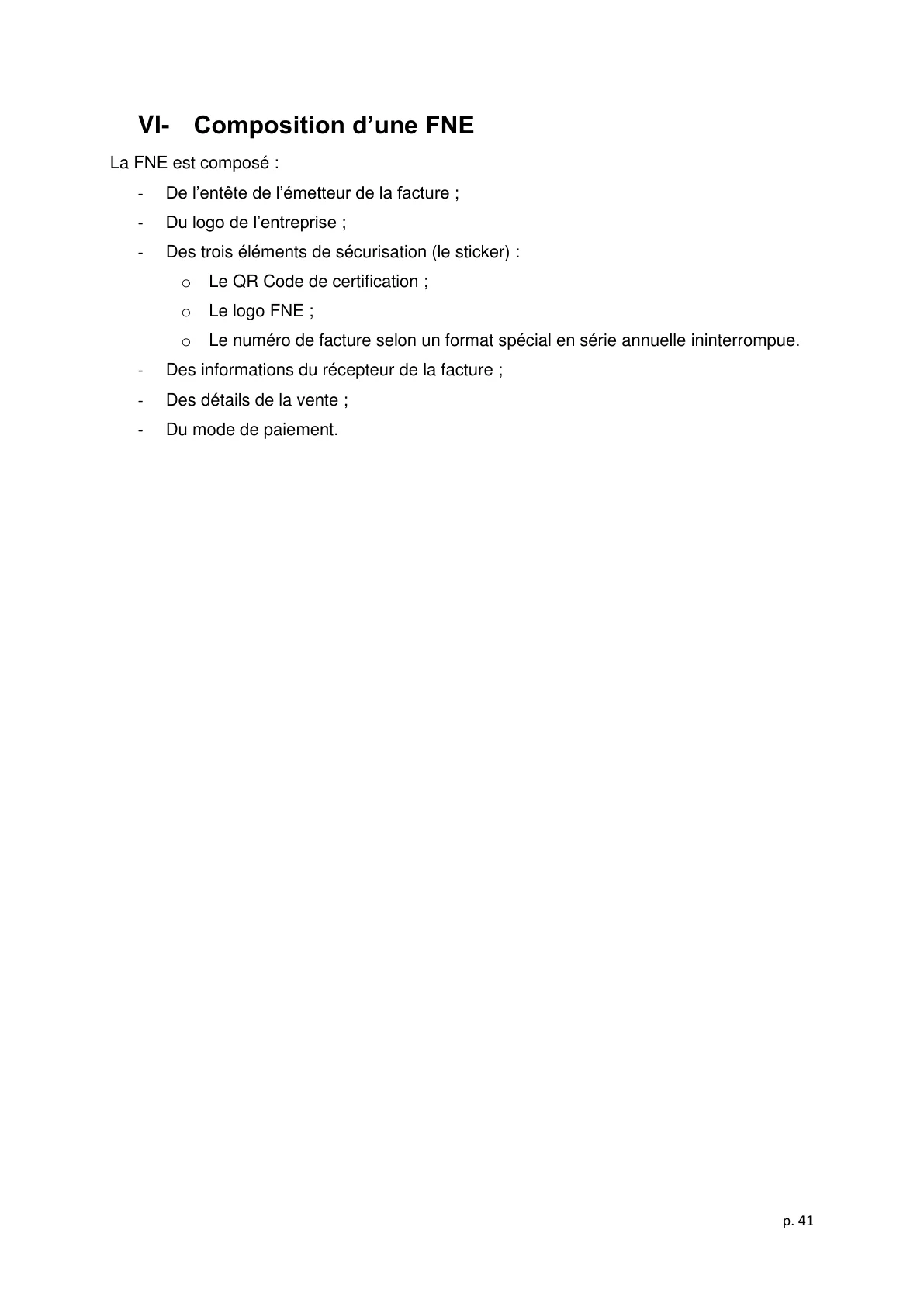 Composition d'une FNE — Structure officielle facture normalisée électronique