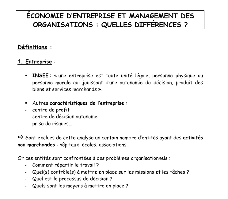 Économie d'entreprise et Management
