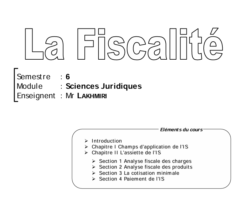 Cours de fiscalité avec exercices corrigés